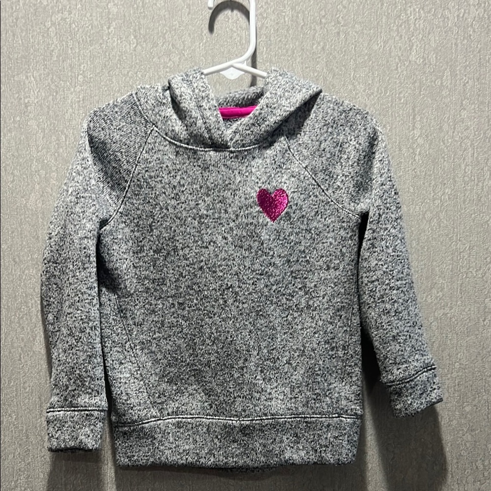 Gray and Pink Hoodie with Heart Design